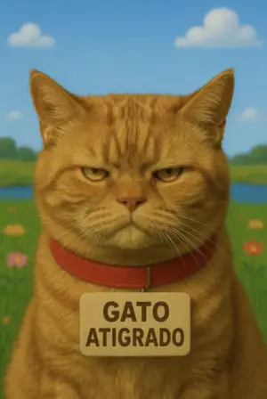 Gato atigrado con expresión seria y collar rojo que dice "GATO ATIGRADO; transmite la idea de evitar explicaciones innecesarias.